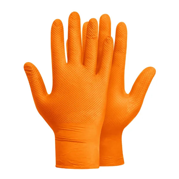 Guante nitrilo texturizado Naranjo 8gr Steelpro Raven 100uds