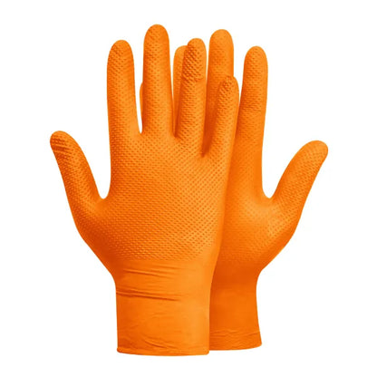 Guante nitrilo texturizado Naranjo 8gr Steelpro Raven 100uds