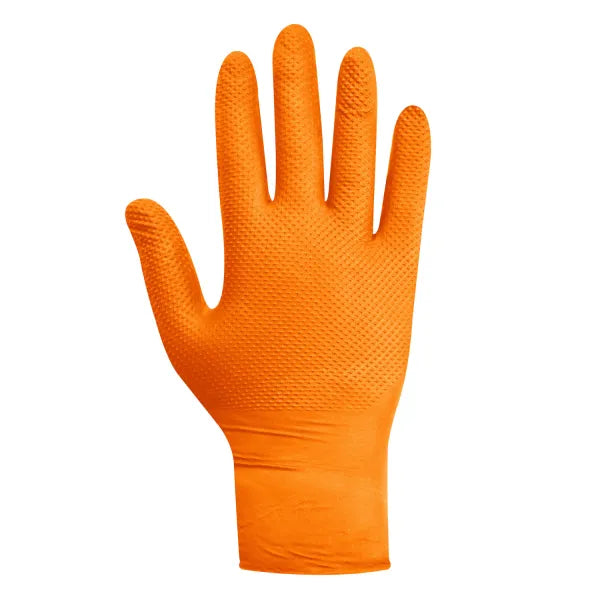 Guante nitrilo texturizado Naranjo 8gr Steelpro Raven 100uds