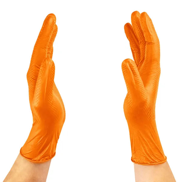 Guante nitrilo texturizado Naranjo 8gr Steelpro Raven 100uds